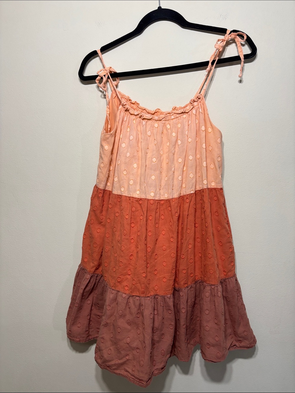 Blue Rain Tiered Eyelet Tank in Peach, Coral & Dusty Rose